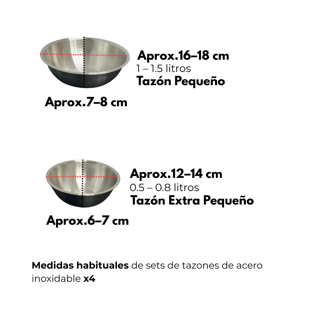 Set De Tazones De Acero Inoxidable X 4